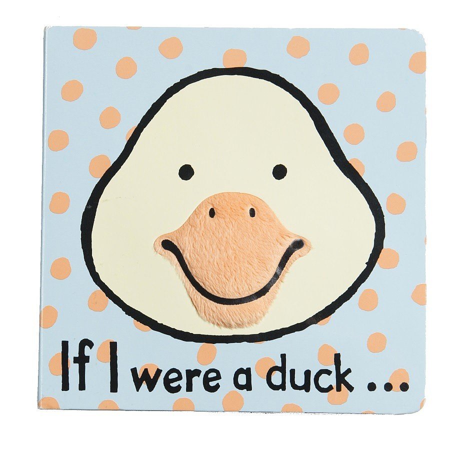 Jellycat If I Were A Duck Board Book. This silly book is full of different textures from soft and snuggly wings to scratchy feet. With bright colours and quirky shapes to explore, babies will love this touch and feel book!