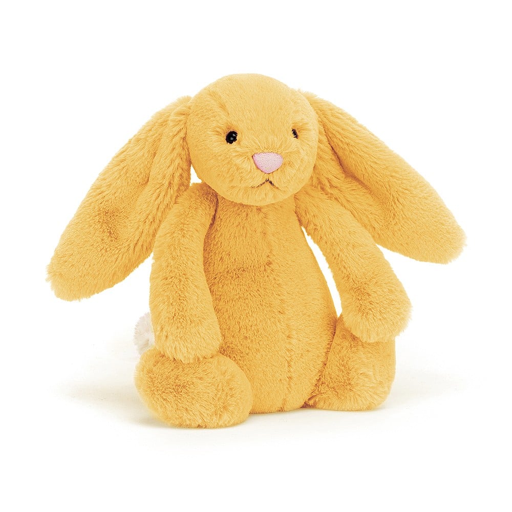 This super soft Jellycat Bashful Sunshine Bunny has citrus orange fur, a pastel-pink nose and the cutest white bob tail! BASS6BSU. Sold by Say It Baby Gifts