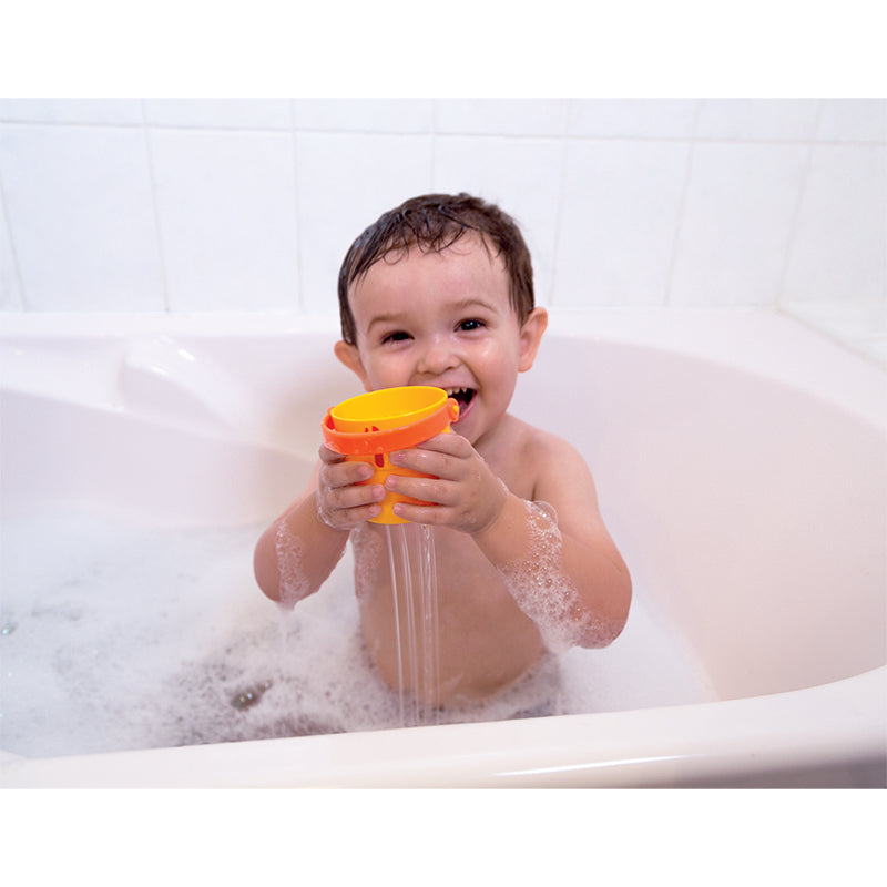 Janod Activities Bath Time Buckets (Set of 5). This lovely set contains five pastel coloured buckets, each illustrated by an adorable aquatic animal (penguin, seal, octopus, bear, crab). Sold by Say It Baby Gifts