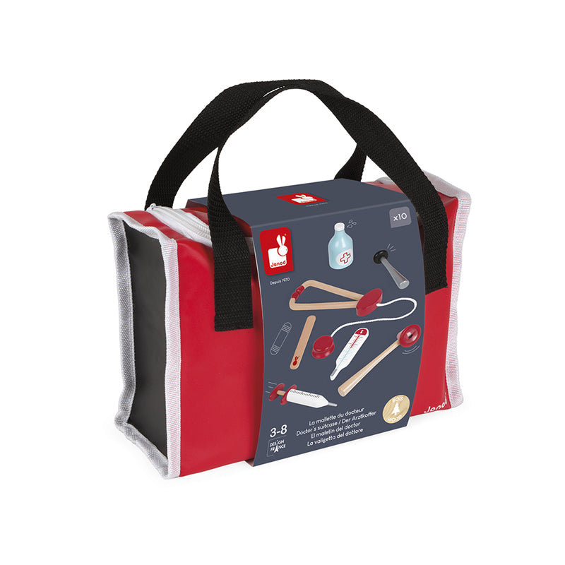 Janod Doctor's Suitcase - this fun Doctor's bag is filled with everything needed for kids to have fun imaginative play and take care of their family, friends and toys! Sold by Say it Baby Gifts