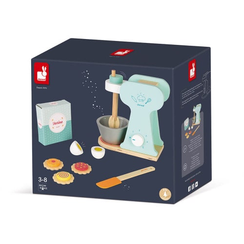 This gorgeous little pastel green food mixer will have kids whisking up all types of imaginary cakes in no time!  Add a little flour and egg and get that mixer on! With a fun clicky rotary button, removable bowl and whisk that lifts up, kids will love preparing their little bakes for the whole family. Janod Little Pastry Set - a great stand mixer for little ones. Boxed. Age 3 and up. Say It Baby Gifts