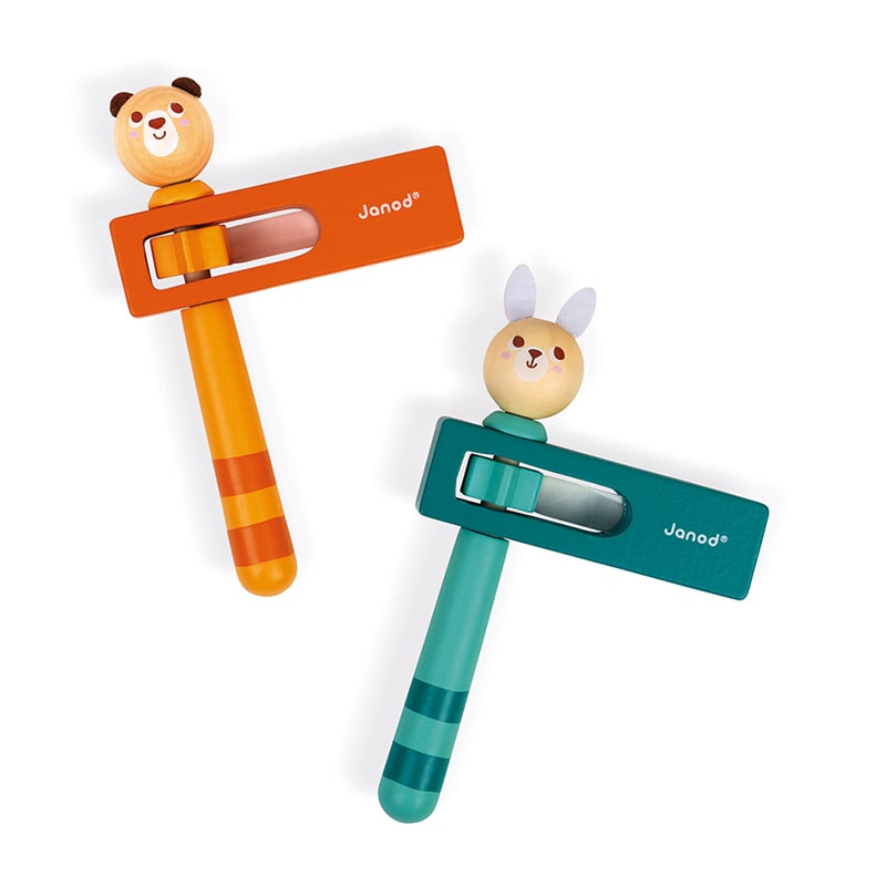 Janod Pocket Bear and Rabbit Noisemaker - Say It Baby 