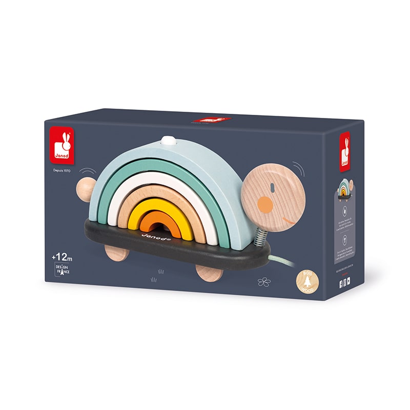 Janod Turtle Toy Part of the Sweet Cocoon collection, the turtle features a delicate colour palette and springy neck and is a great creative toy for age 12 months plus.