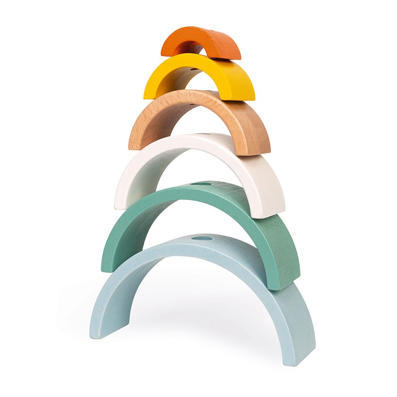Janod Sweet Cocoon Turtle Toy with Stackable rainbow pieces
