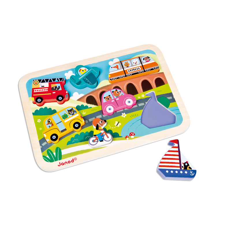 Janod Vehicles Chunky Puzzle - Say It Baby 