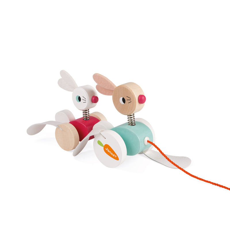 Janod Zigolos Pull-Along Rabbits - Say It Baby 
