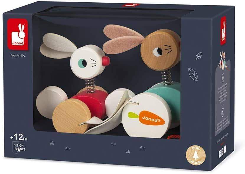 Janod Zigolos Pull-Along Rabbits - Say It Baby 