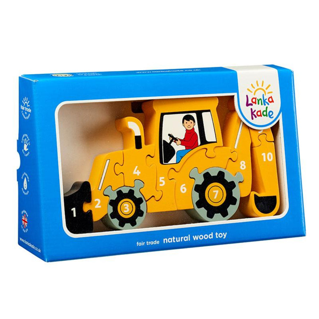 Lanka Kade 10 Piece Yellow Digger Jigsaw. Age 3 and up. Fair Trade Wooden Toy. Say It Baby Gifts