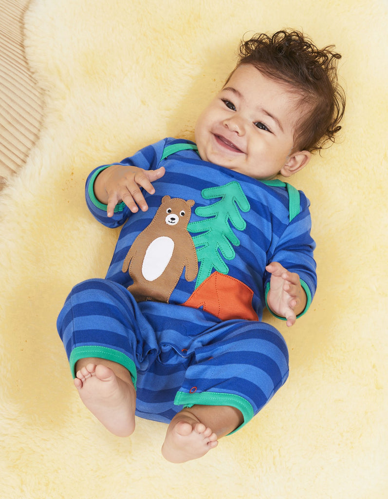 Toby Tiger Organic Camping Bear Applique Sleepsuit