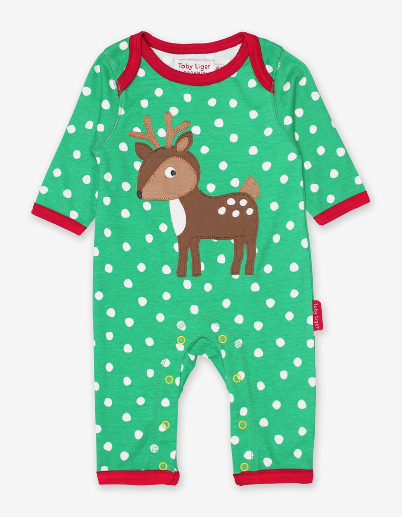 Toby Tiger Organic Deer Applique Sleepsuit