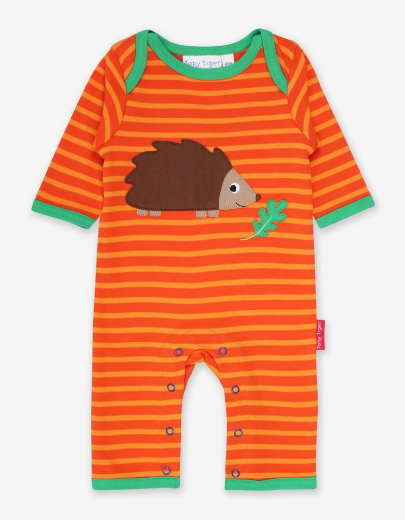 Toby Tiger Organic Hedgehog Applique Sleepsuit