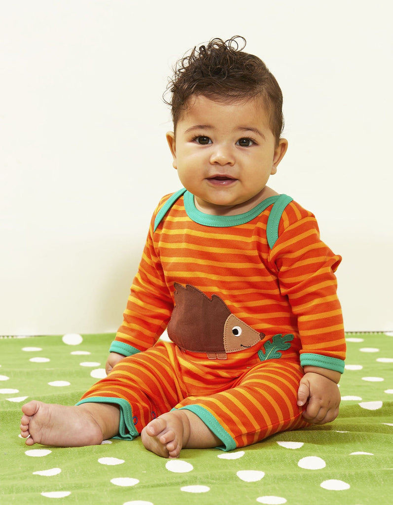 Toby Tiger Organic Hedgehog Applique Sleepsuit