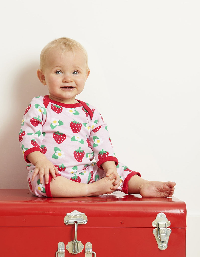 Toby Tiger Organic Strawberry Print Sleepsuit