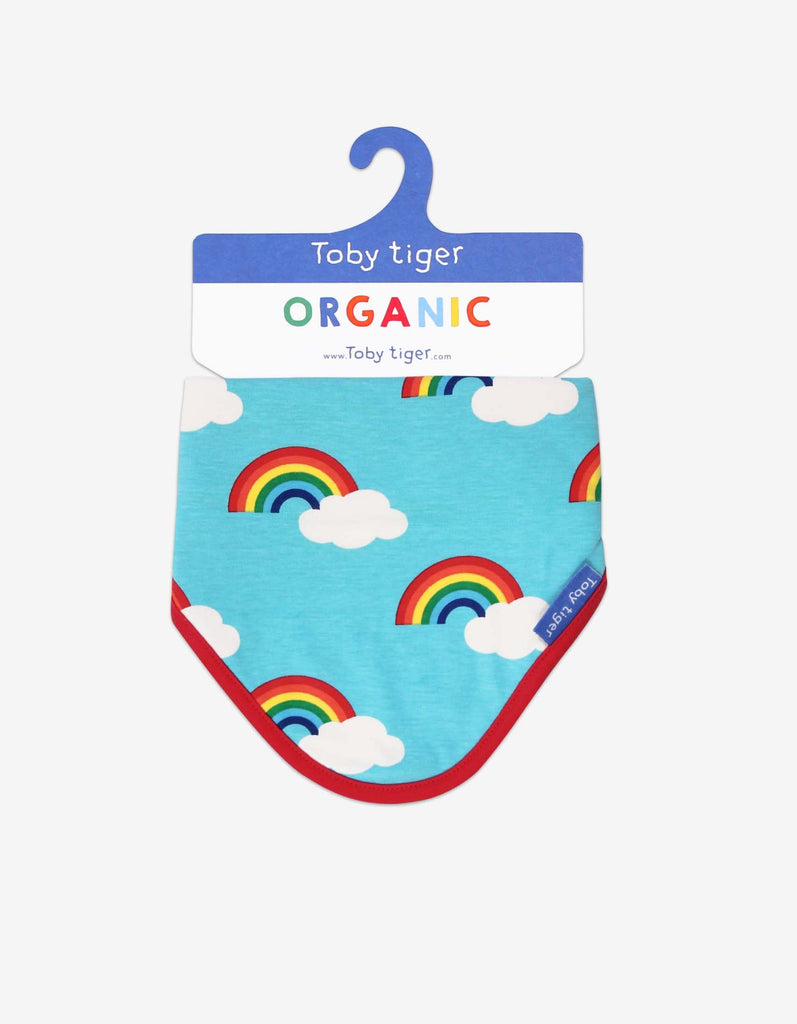 Toby Tiger Organic Turquoise Rainbow Dribble Bib