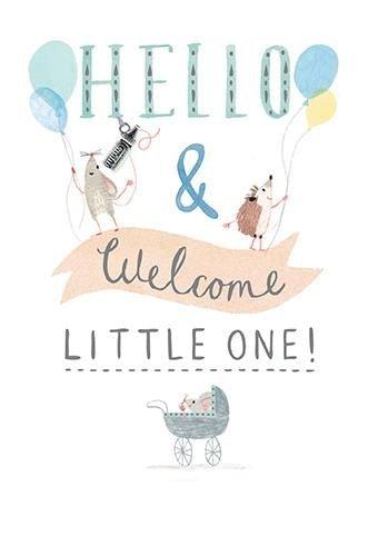 Hello and Welcome Little One Boy Card - Say It Baby 