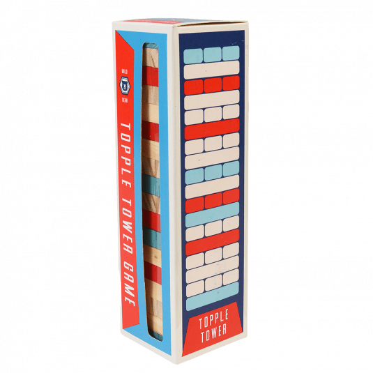 Put your hand-eye coordination and steady hand to the test with this fun Mini Wooden Topple Tower game by Rex London.