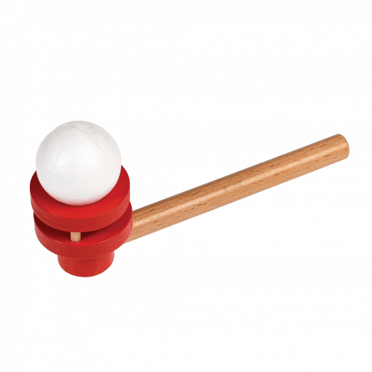 This traditional game features a wooden pipe and 2 balls. Blow into the wooden pipe and see how long you can keep the ball in the air for!