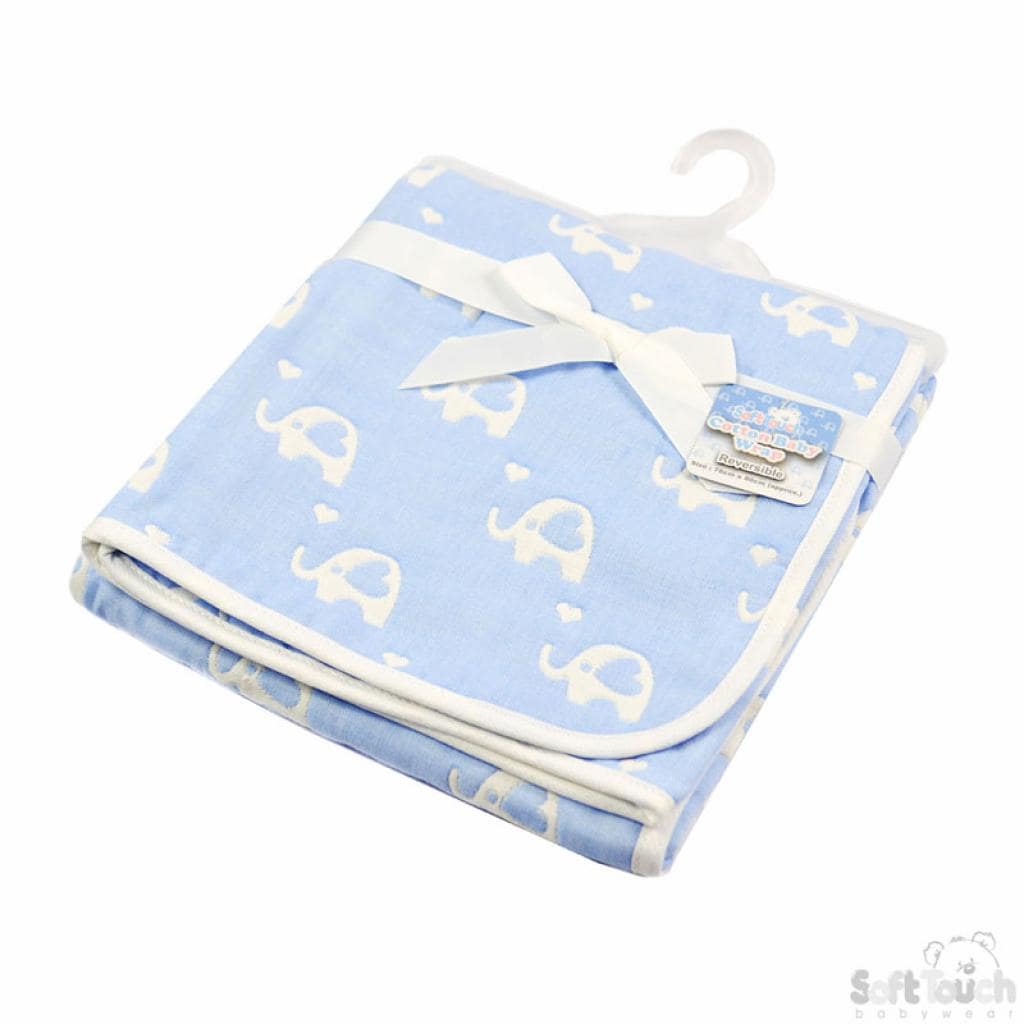 Reversible Elephant Cotton Wrap - Blue - Say It Baby 