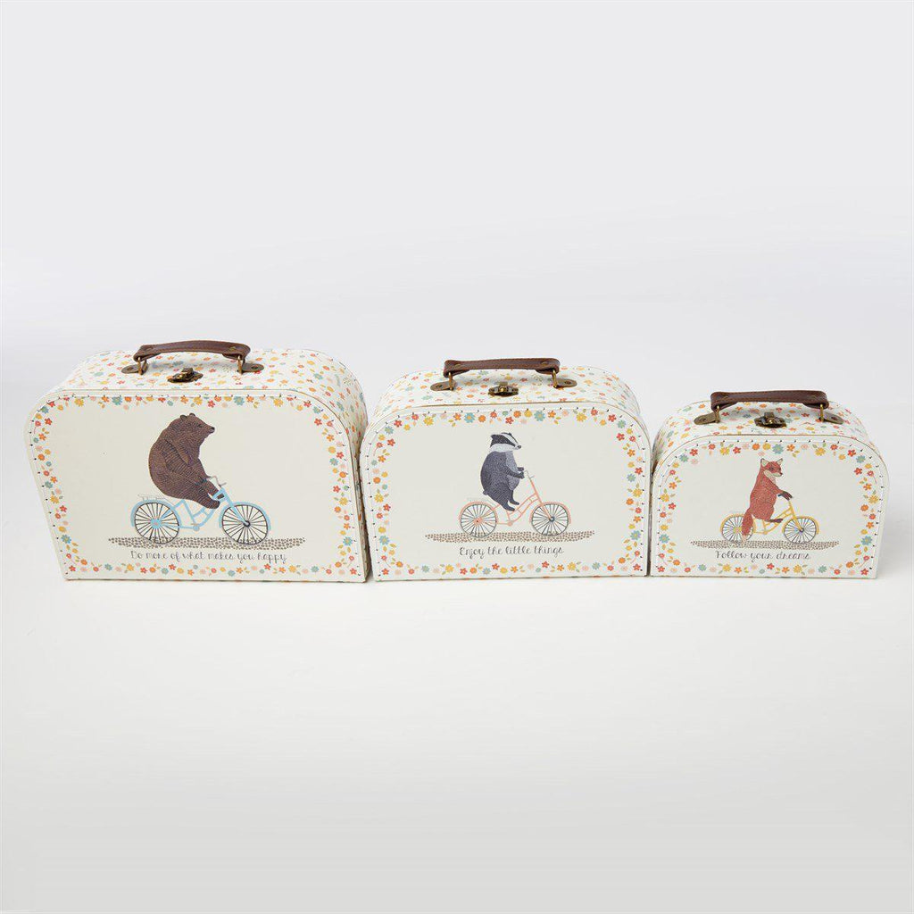 Sass & Belle Happy Animals on Bike Suitcase Trio - Say It Baby 