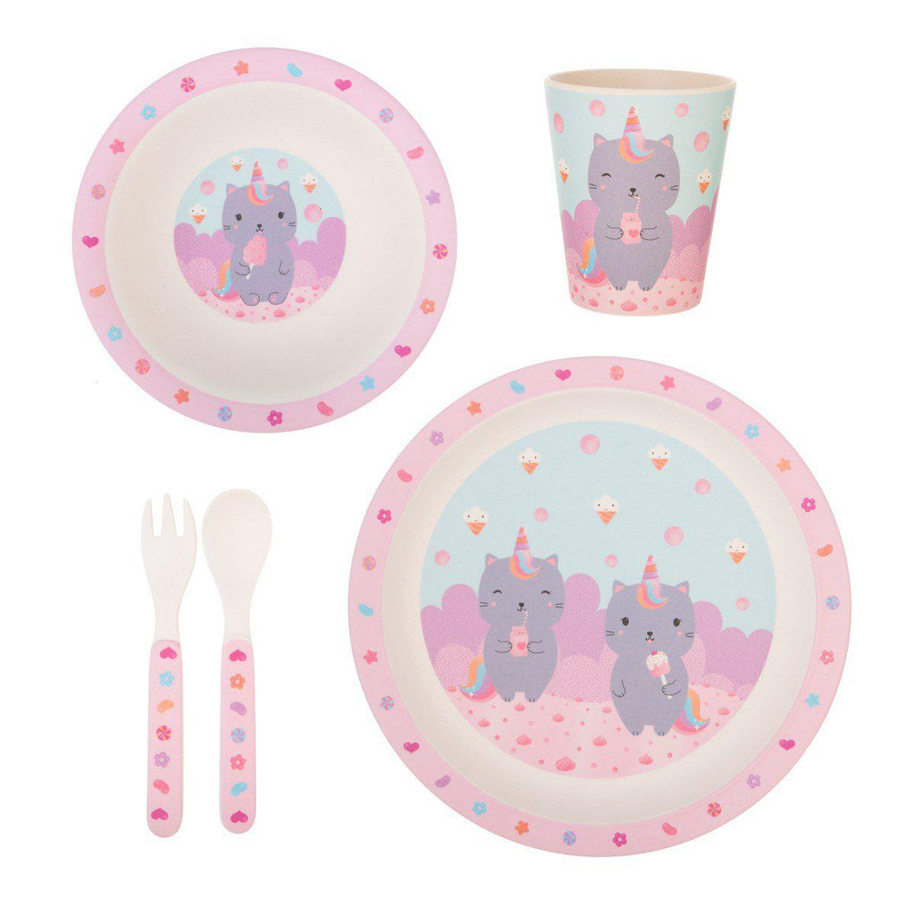Sass & Belle Luna Caticorn Bamboo Tableware Set - Say It Baby 
