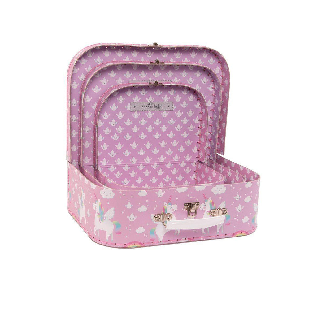 Sass & Belle Rainbow Unicorn Suitcase Trio - Say It Baby 
