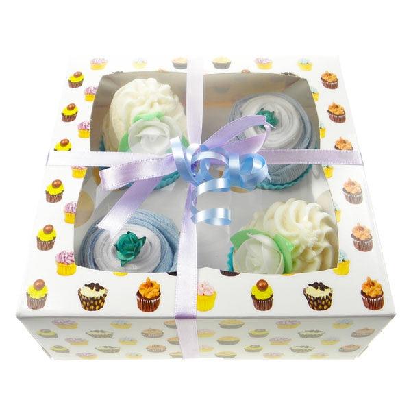 Baby Boy Sock Cupcakes with Mummy Bath Melts - Say It Baby 