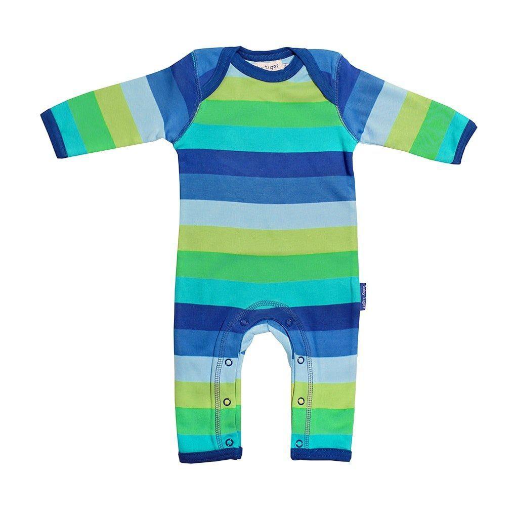 Toby Tiger Organic Blue Stripe Romper - Say It Baby 