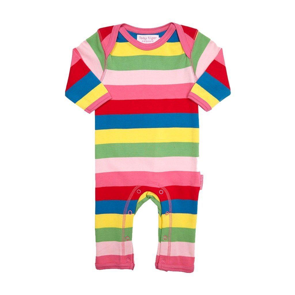 Toby Tiger Organic Girly Stripe Romper - Say It Baby 