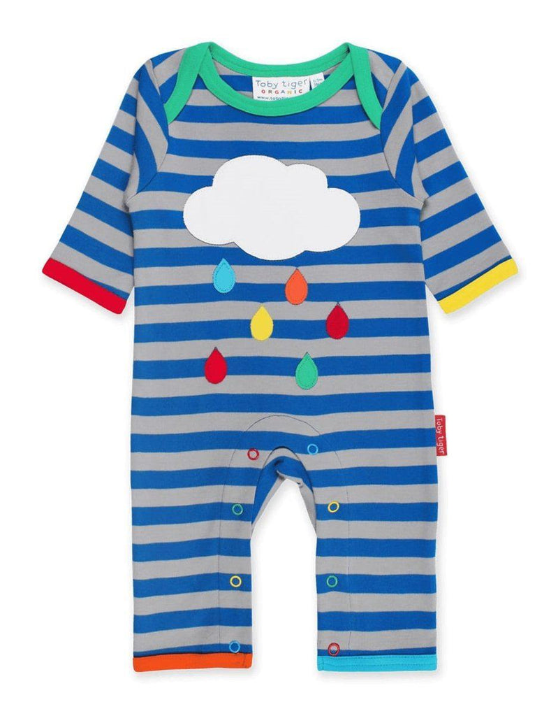Toby Tiger Organic Raindrop Cloud Sleepsuit - Say It Baby 