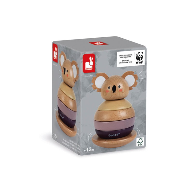 Janod WWF Koala Stacker And Rocker Toy. Say it Baby Gifts - a lovely gift for age 12 months and over