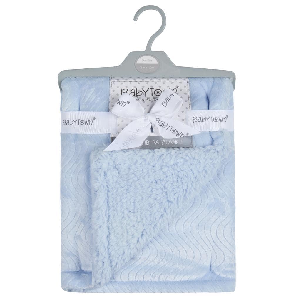 Baby Town Blue Sherpa Blanket - Say It Baby 