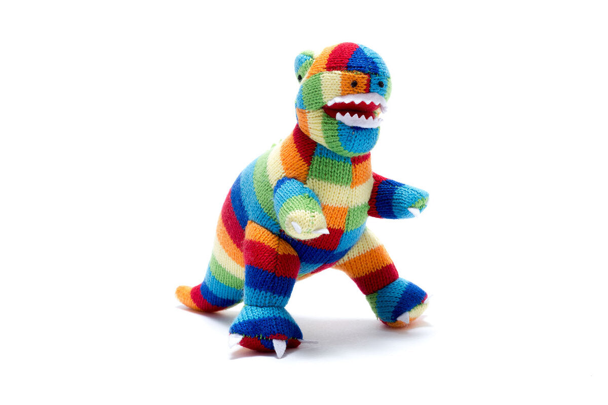 Best Years Knitted T-Rex Baby Rattle - Bold Stripe | Say It Baby Gifts ...