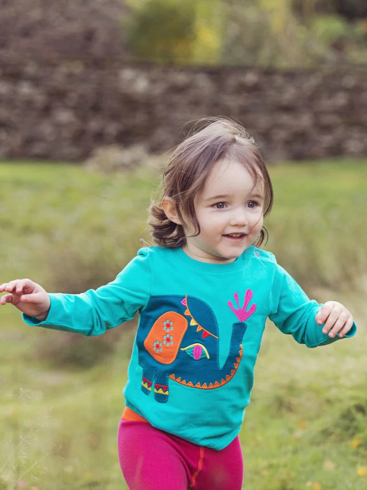 Blade & Rose Ellis The Elephant Top - bold, bright and fun! This gorgeous top has a lovely elephant design with a colour combination of hot pink, dark jade and rustic orange, and complete with embroidered embellishments.. Sold by Say it Baby Gifts