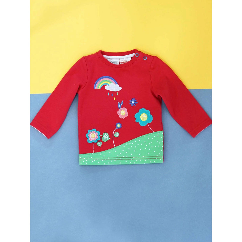 Blade & Rose Floral Garden Top - bold, bright and fun! This gorgeous magenta top has a lovely floral garden pattern with rainbow and cloud design.