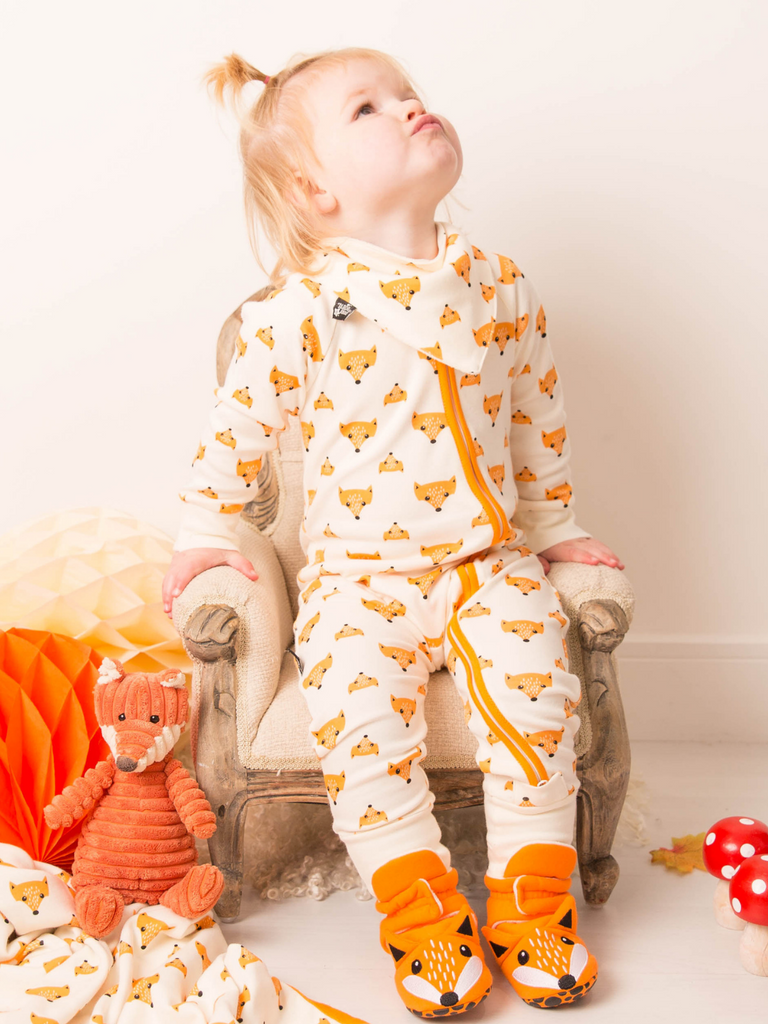 Blade & Rose Fox Booties - beautifully quirky, soft and cosy baby booties with a gorgeous fox design in bright orange. Say It Baby Gifts