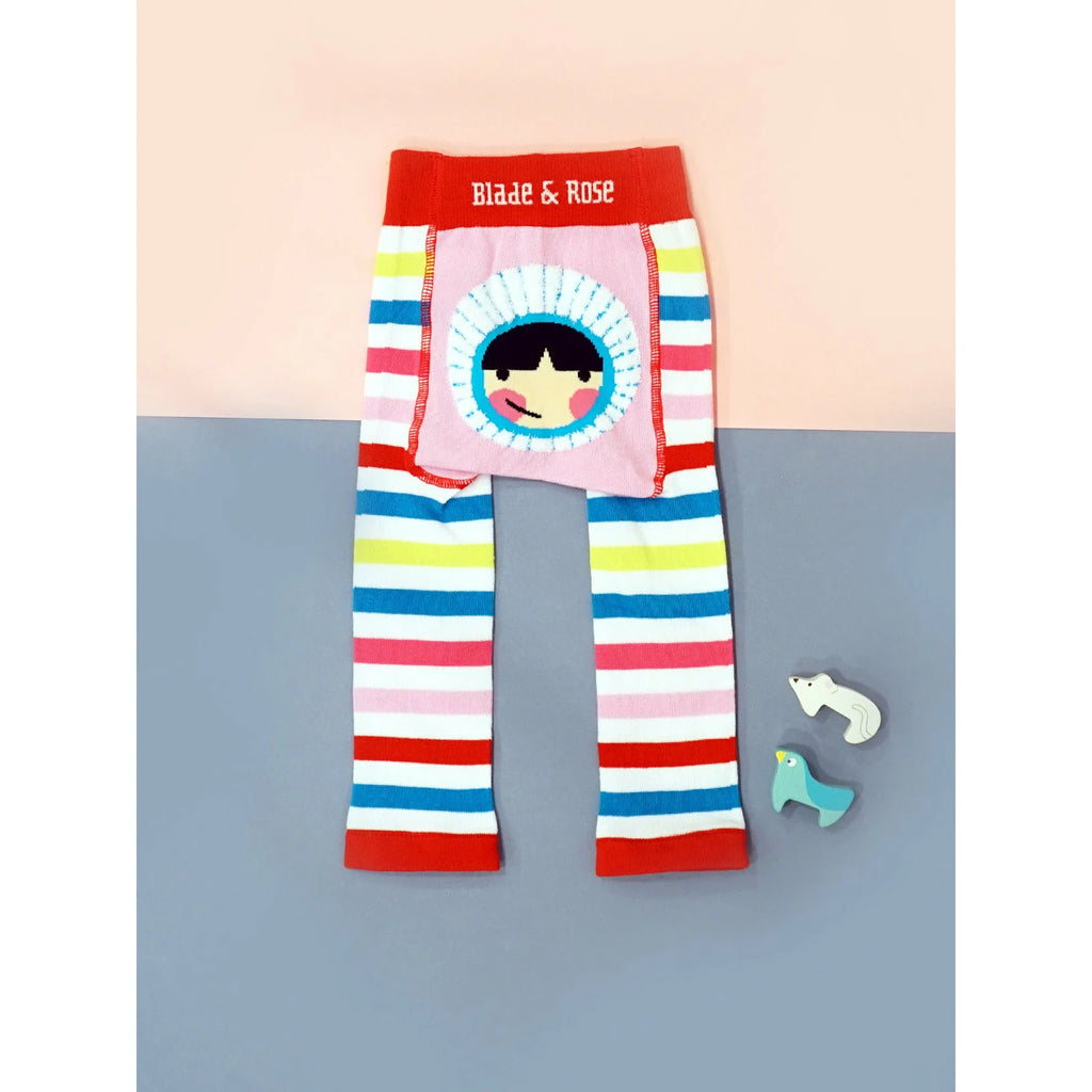 Blade & Rose Skylar Leggings - bold, bright and fun! These fab leggings feature sweet candy-coloured striped legs and a gorgeous Little Skylar doll design on the bum.