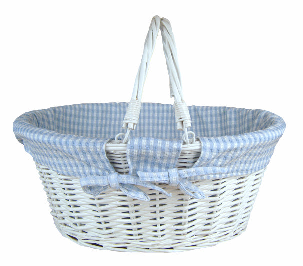 Large Blue Gingham Baby Boy Basket - Say It Baby 