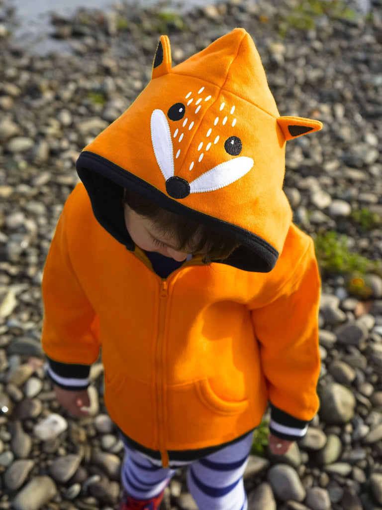 Blade & Rose Fox Hoodie - a gorgeous bright orange hoodie with contrasting black design with fun hood in the shape of a fox - complete with perky ears!. Sold by Say It Baby Gifts.