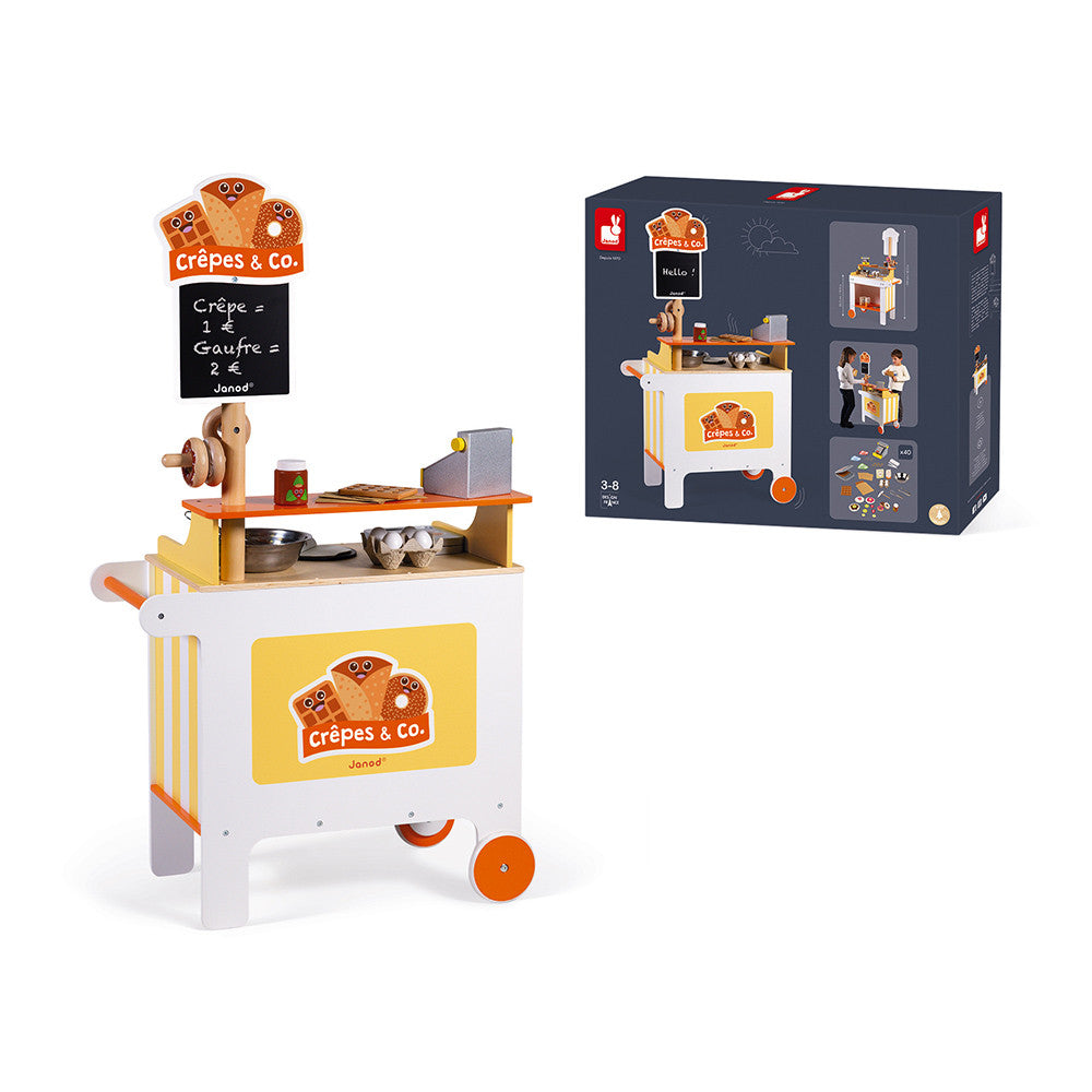 Janod Crepes & Co Waffle House. Complete in Lovely presentation box with a handle for easy transportation