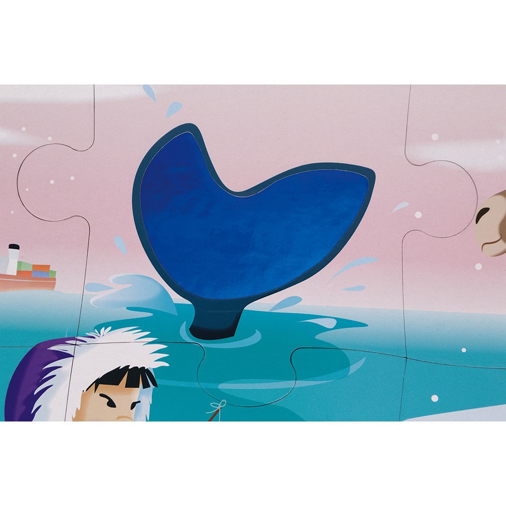 Janod Life On The Ice Tactile Puzzle. This is a beautifully illustrated, colourful and tactile giant puzzle is made up of 20 large pieces in the theme of life on the ice.