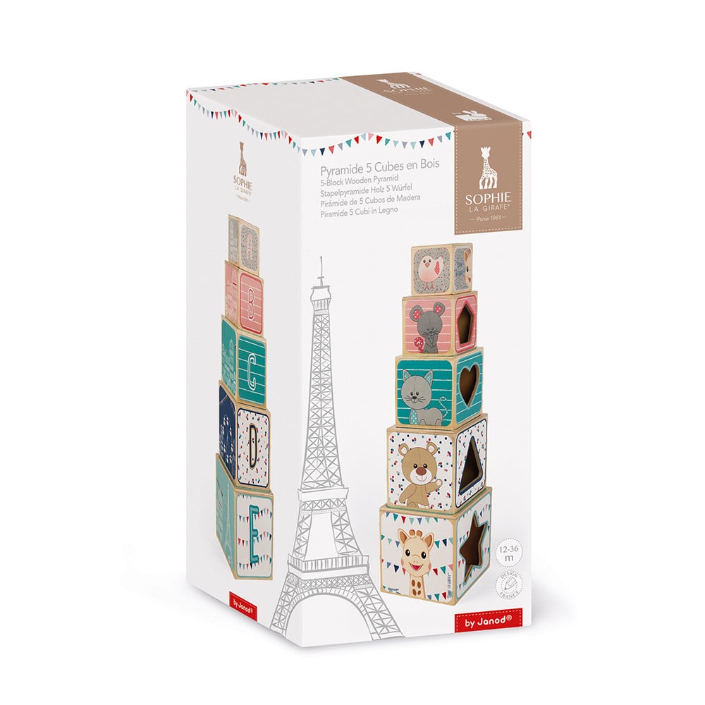 These gorgeous Sophie La Girafe Wooden Stacking Blocks comprise of 5 nesting wooden blocks that will encourage children to develop coordination and sense of observation.