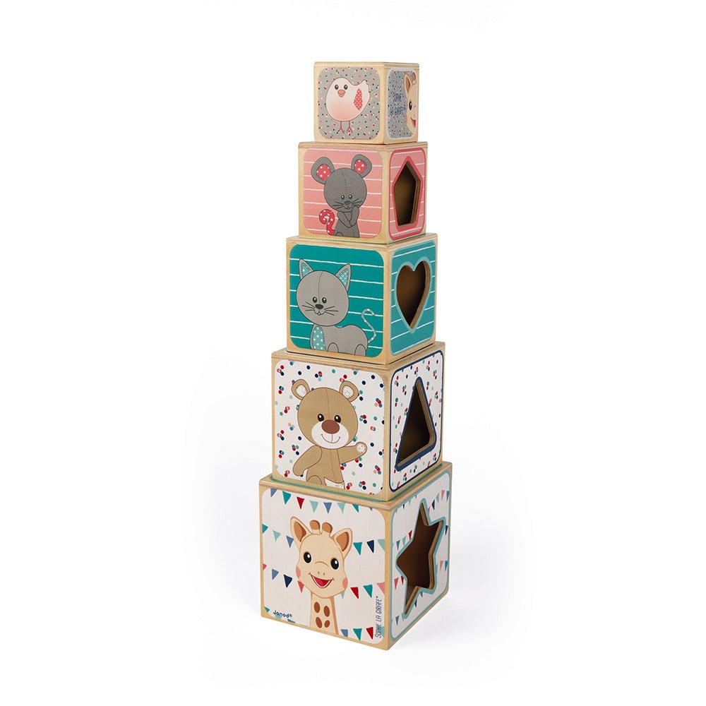 These gorgeous Sophie La Girafe Wooden Stacking Blocks comprise of 5 nesting wooden blocks that will encourage children to develop coordination and sense of observation.