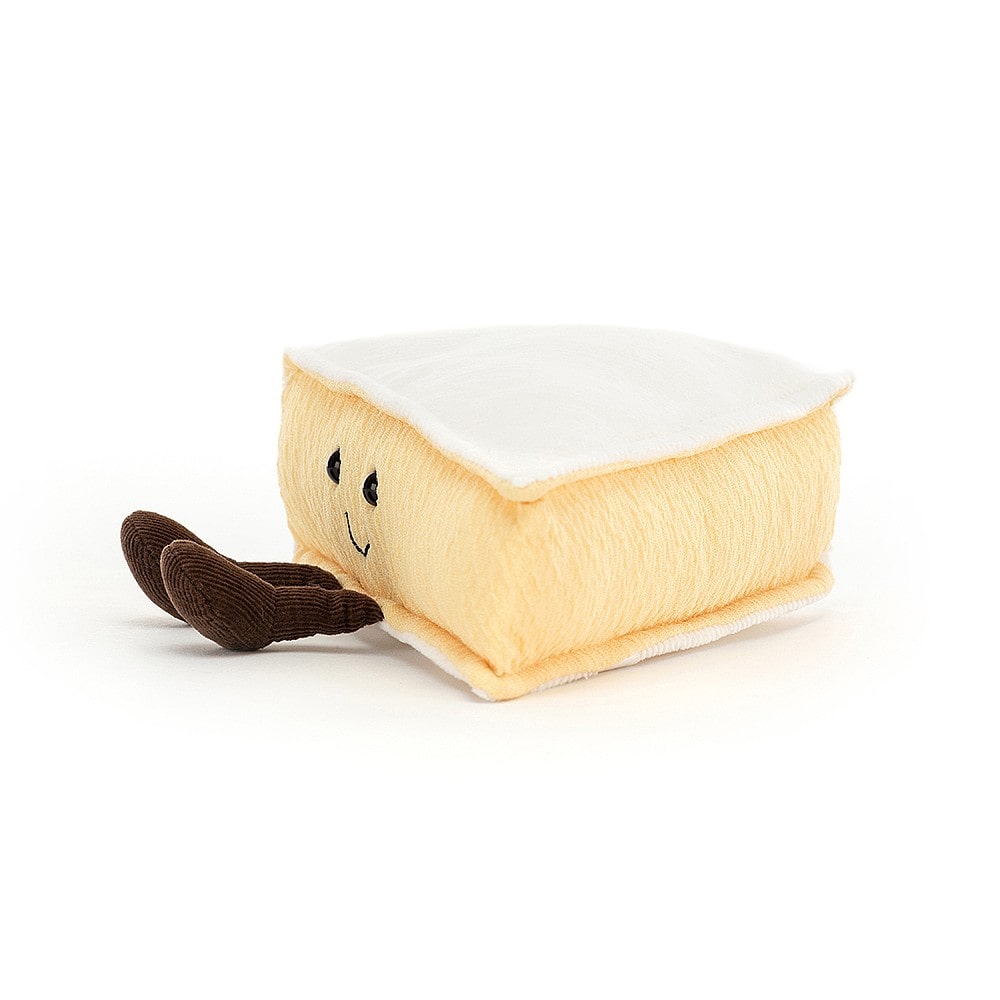 Jellycat Amuseable Brie soft toy with cordy legs. Sold by say it baby gifts