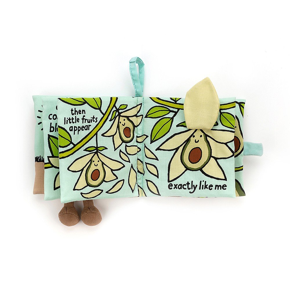 Jellycat I am an Avocado soft fabric book for babies. Sold by Say It Baby Gifts