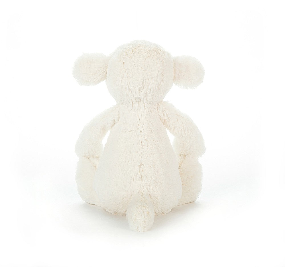 Jellycat Bashful Lamb Medium - This super soft Jellycat cream lamb has gorgeous soft buttercream fur, flopsy ears and a cute white tail.  Sold by Say It Baby Gifts. BAS3LUS