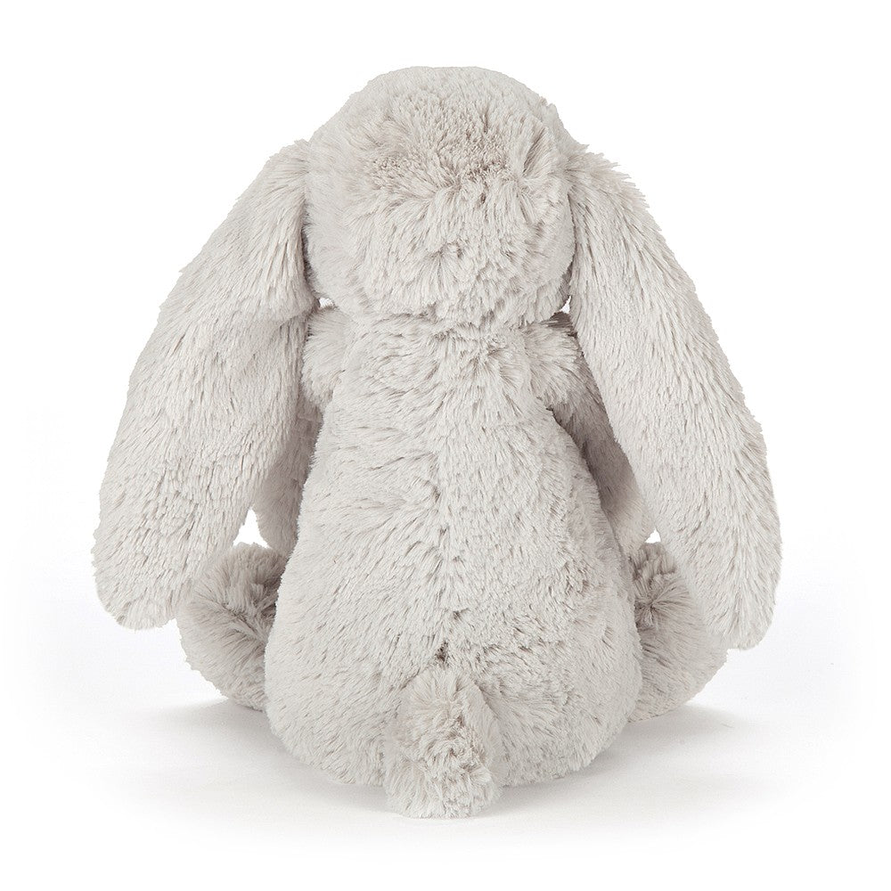 Jellycat Blossom Silver Bunny - Small. Back of bunny. Size Small. Approx 18cm x 9cm. Sold by Say It Baby Gifts