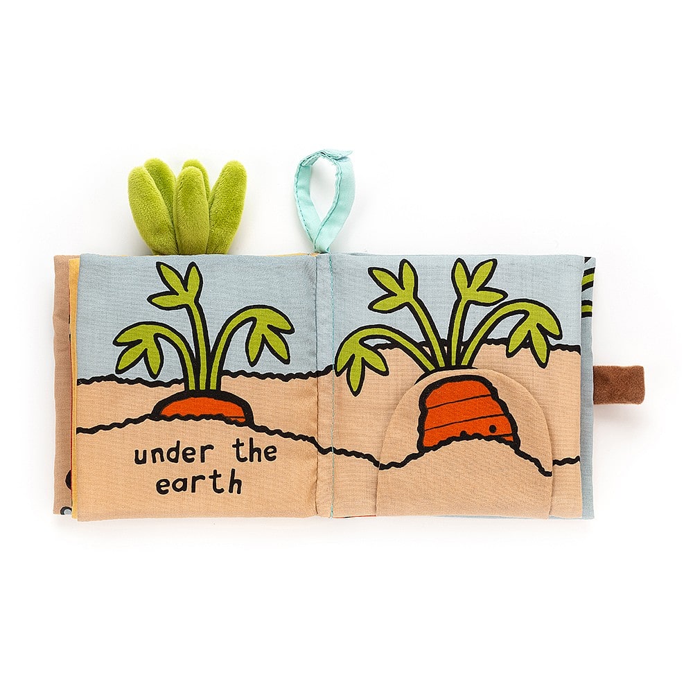 Jellycat Carrot Soft Fabric Book. Suitable from birth. Say it Baby Gifts