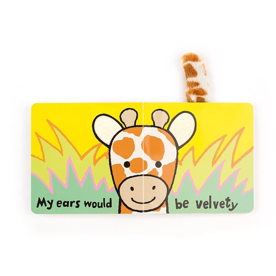 jellycat giraffe book - This charming hardback book for babies features a cute giraffe and pages of feely fun. Let little ones ponder being a wandering giraffe, eating leaves and being tall, patchy, and furry!