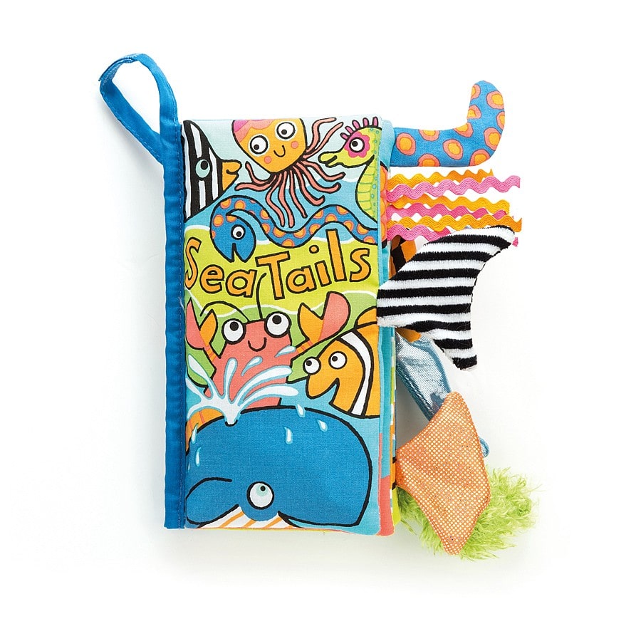 Jellycat Sea Tails Book - Say It Baby Gifts. This fantastic Sea Tails Book by Jellycat is full of bright colours, textures and tails!