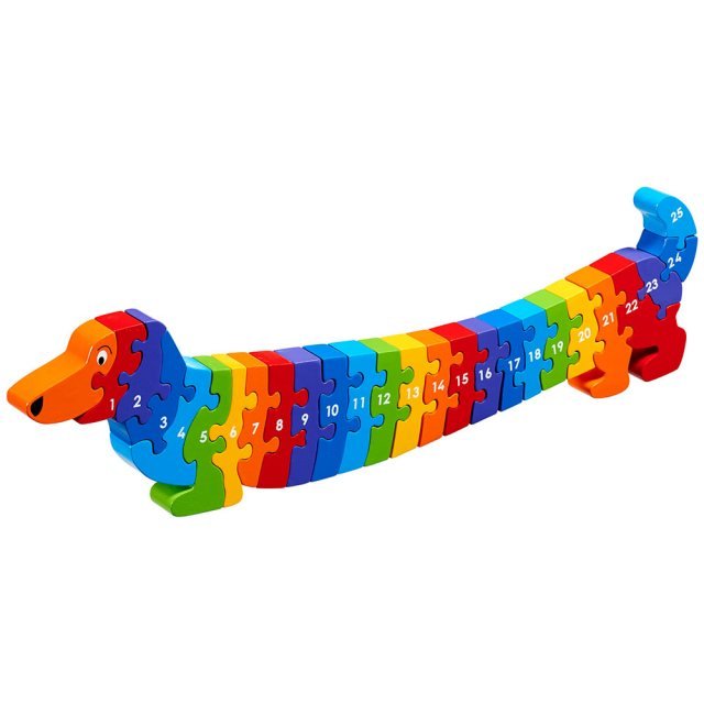 Lanka Kade Dash the Dog Numbers 1-25 Jigsaw - a fantastic chunky 25 piece jigsaw. Little ones can practice their numbers as they slot puzzle pieces together to create Dash the Sausage Dog!